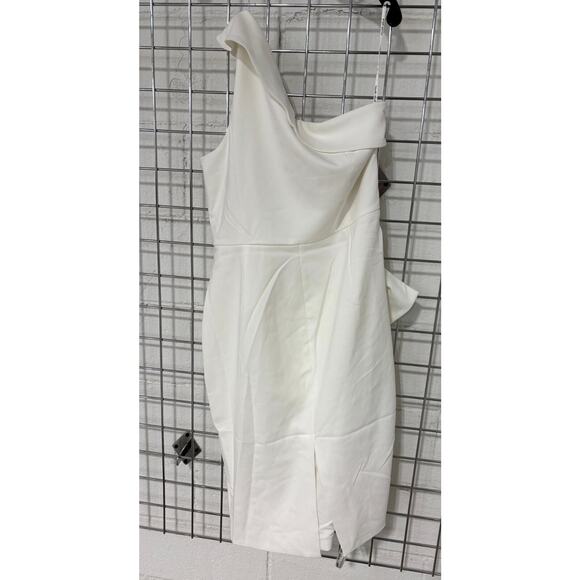 Bride Party Dress Shower Plus 14 White Draped Ruffle One Shoulder Lavish Alice - Picture 2 of 8